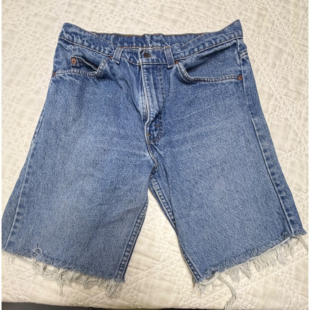 Levi's 505 Denim Shorts Mens 31 Blue Orange Tab Cut Off Raw Hem Made in USA